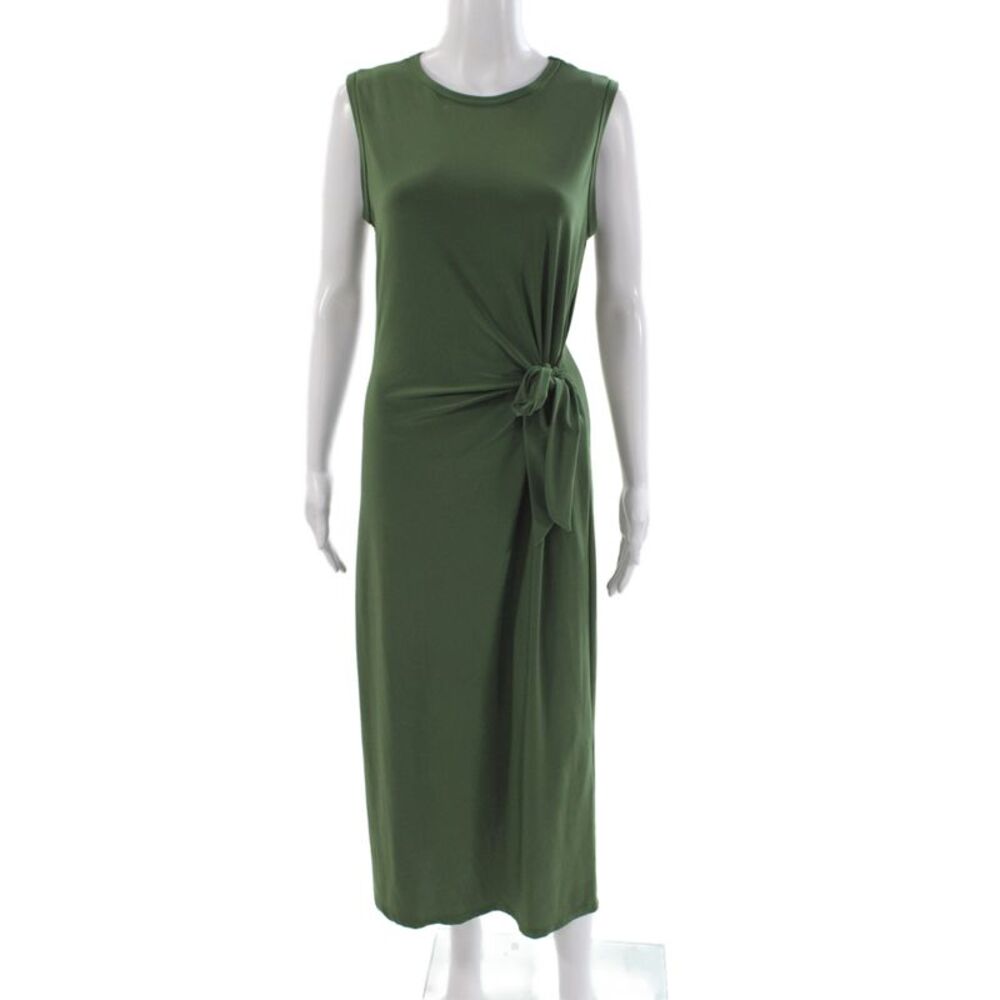 Tash + Sophie Women Green Tank Dress Solid Crew Neck Midcalf Sleeveless Size M